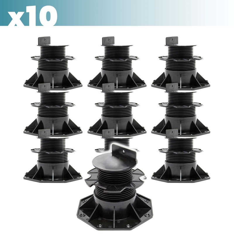 XPOtool Säädettävät terassijalat 10 kpl, 60-138 mm, 2700 kg, musta