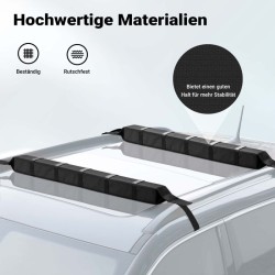 Pehmeä kattoteline 113 x 10 x 8 cm, musta, 75 kg, 2 x 3,5 m hihnaa, kajakille, SUP-laudalle ja hiihdoille