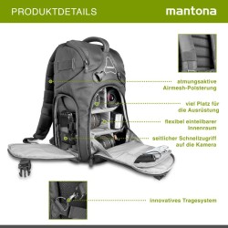 Mantona Rhodolit SLR-kamerareppu, musta, sadesuojalla