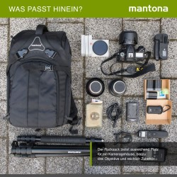 Mantona Rhodolit SLR-kamerareppu, musta, sadesuojalla