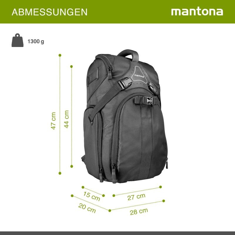 Mantona Rhodolit SLR-kamerareppu, musta, sadesuojalla