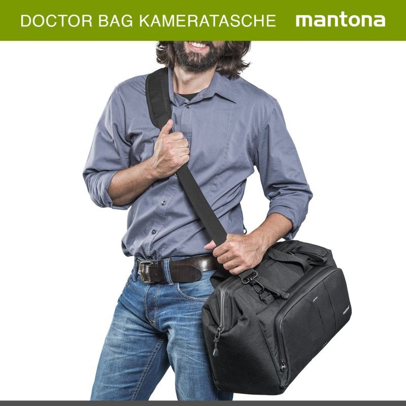 Mantona Doctor Bag kameralaukku musta, DSLR- ja järjestelmäkameroille, sadesuojuksella