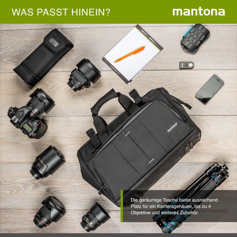 Mantona Doctor Bag kameralaukku musta, DSLR- ja järjestelmäkameroille, sadesuojuksella