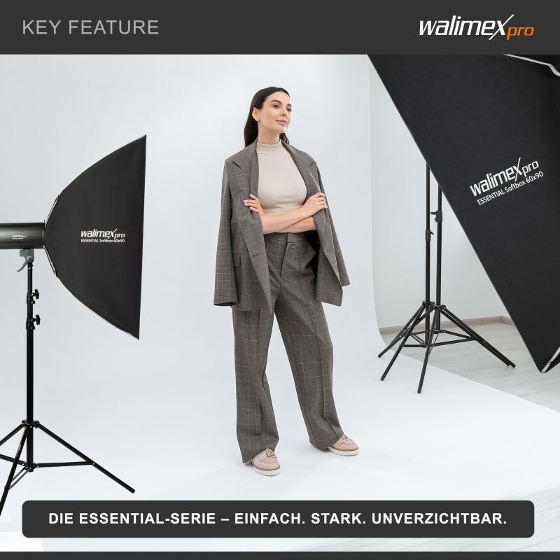 Walimex pro Essential Striplight-softbox 60 x 90 cm, kenno, Bowens-adapteri ja kuljetuslaukku