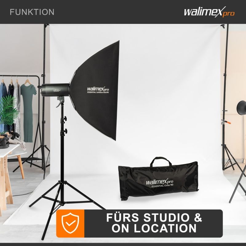 Walimex pro Essential Striplight-softbox 60 x 90 cm, kenno, Bowens-adapteri ja kuljetuslaukku