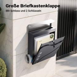 Postilaatikko V28 Antrasiitti ja ruostumaton teräs 370 x 102 x 370 mm, lukolla ja sanomalehtitilalla