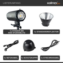 Walimex pro Stager 600 HSS studiosalama, 600 W, LED-mallivalo, 2,4 GHz vastaanotin