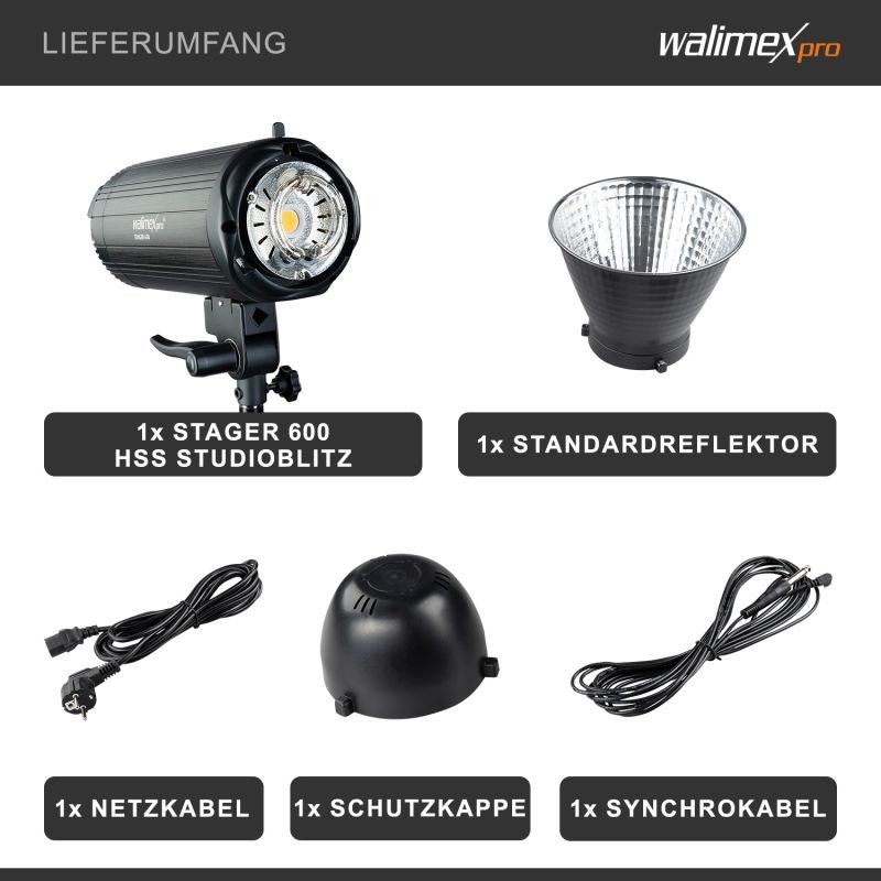 Walimex pro Stager 600 HSS studiosalama, 600 W, LED-mallivalo, 2,4 GHz vastaanotin