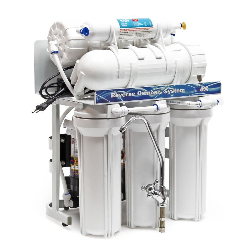 Naturewater NW-RO400-E2 käänteisosmoosijärjestelmä 1500 l/vrk, 5-vaiheinen juomaveden suodatin, booster-pumppu