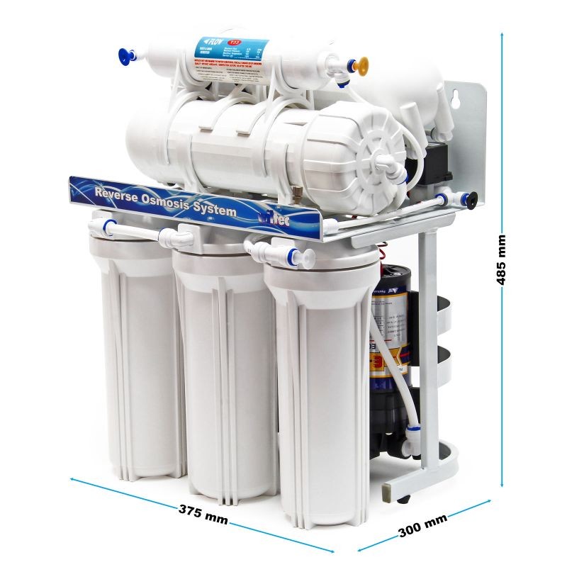 Naturewater NW-RO400-E2 käänteisosmoosijärjestelmä 1500 l/vrk, 5-vaiheinen juomaveden suodatin, booster-pumppu