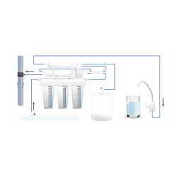 Naturewater NW-RO400-E2 käänteisosmoosijärjestelmä 1500 l/vrk, 5-vaiheinen juomaveden suodatin, booster-pumppu
