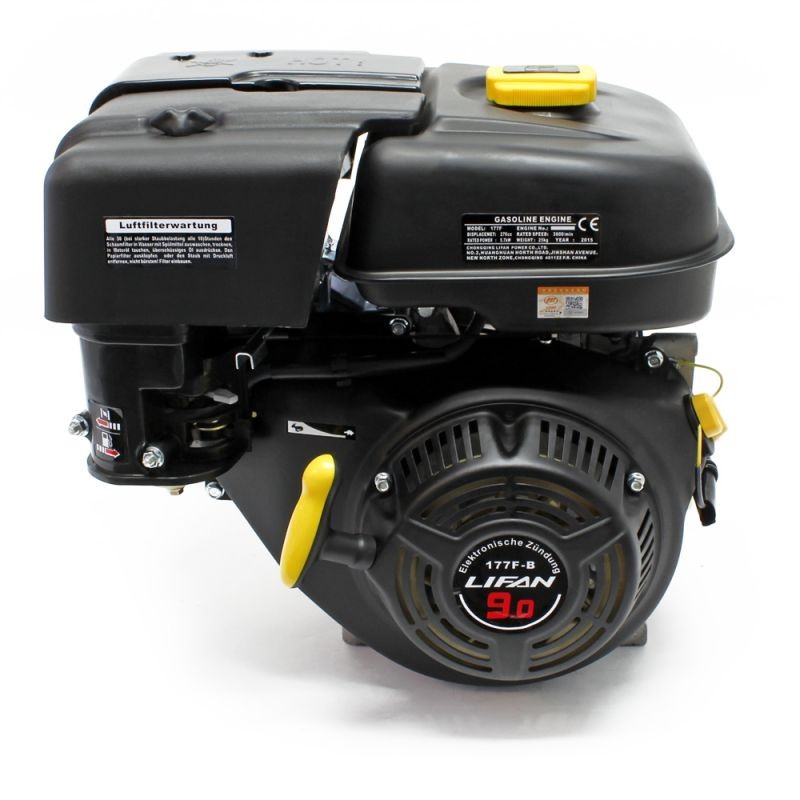 LIFAN 177 bensiinimoottori 9 hv (6,6 kW) 4-tahtinen, 25,4 mm kampiakseli, ilmajäähdytteinen, käynnistysnaru