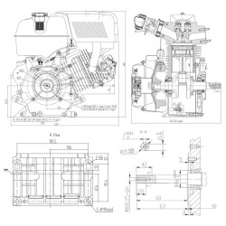 LIFAN 177 bensiinimoottori 9 hv, 270 cm³, 4-tahtinen OHV, 25 mm kampiakseli, manuaalinen käynnistys