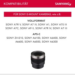 Samyang V AF 45 mm T1 9 FE videobjektiivi Sony E autofokus 8K Tally merkkivalo