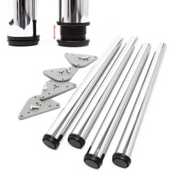 Säädettävät pöydänjalat 4 kpl kromattu teräs 60 mm 870 mm
