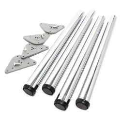 Säädettävät pöydänjalat, 4 kpl, kromattu teräs, Ø 60 mm, 870 mm