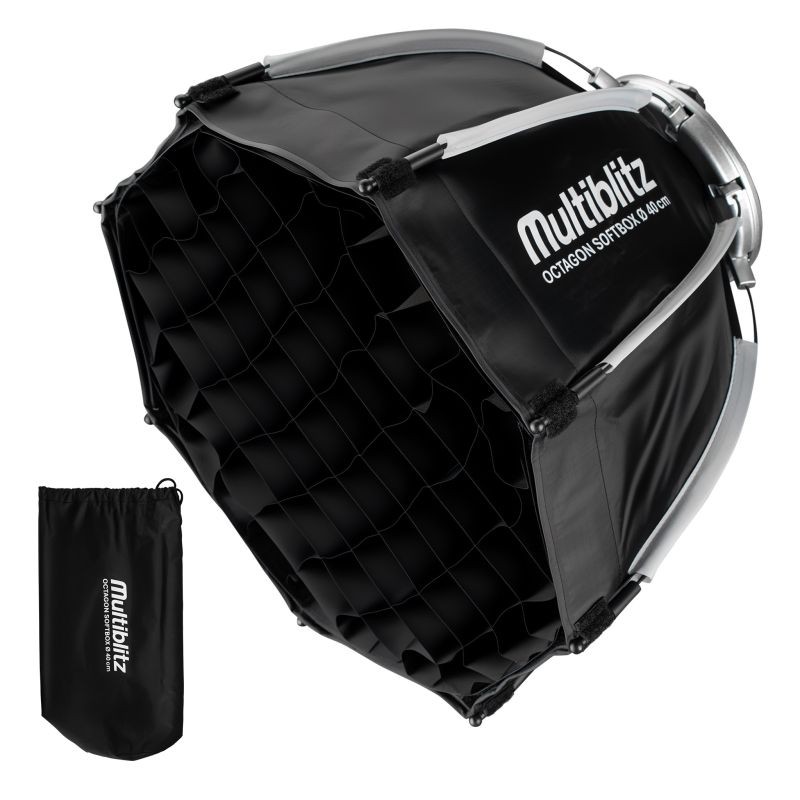 Multiblitz Octagon-softbox 40 cm Mini Bowens -adapterilla, kenno ja diffuusori