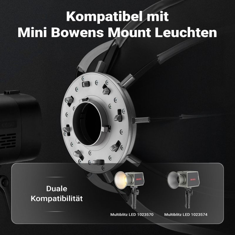 Multiblitz Octagon-softbox 40 cm Mini Bowens -adapterilla, kenno ja diffuusori