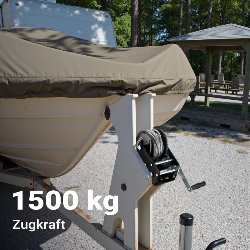 Manuaalinen vinssi 1500 kg, teräsvaijeri 10 m x 6 mm, vaihteistovälitys 4,1:1 / 9,8:1, musta