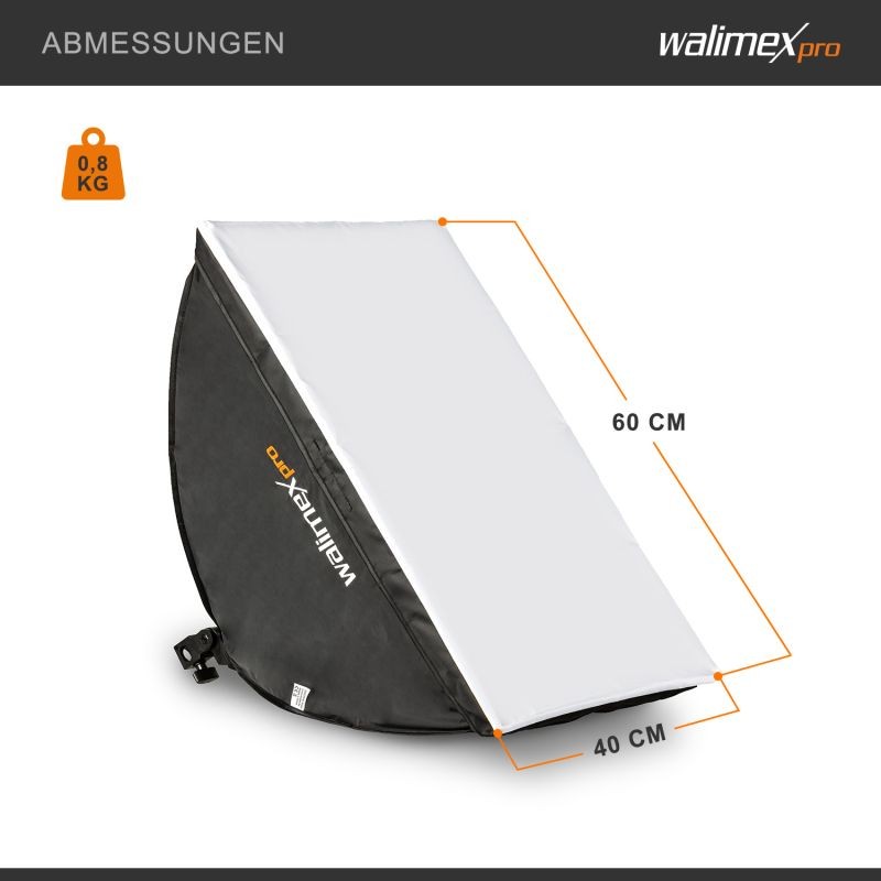 Walimex pro LED-valaistussetti 45 W Bi-Color, softbox 40 x 60 cm, kaukosäädin