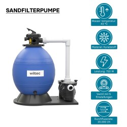 Hiekkasuodatinjärjestelmä 750 W, 71 l suodatinsäiliö ja itseimevä pumppu 20 000 l/h