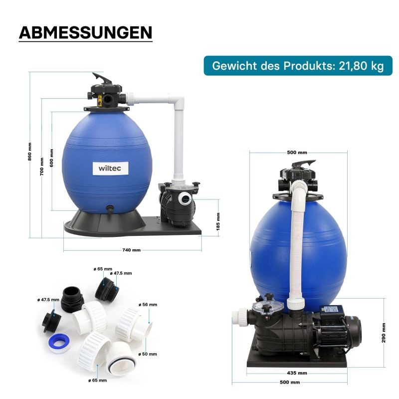 Hiekkasuodatinjärjestelmä 750 W, 71 l suodatinsäiliö ja itseimevä pumppu 20 000 l/h