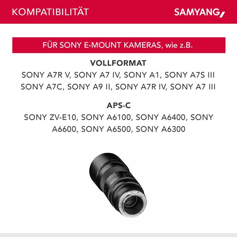 Samyang 100 mm f/2.8 makro- ja muotokuvaobjektiivi Sony E, täysikoko ja APS-C, manuaalinen tarkennus