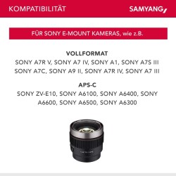 Samyang V-AF 75 mm T1,9 FE video-objektiivi Sony E, autofokus, 8K, Tally-merkkivalo, täyskenno ja APS-C