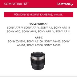 Samyang V-AF 35 mm T1,9 FE video-objektiivi Sony E, autofokus, 8K, Tally-valo