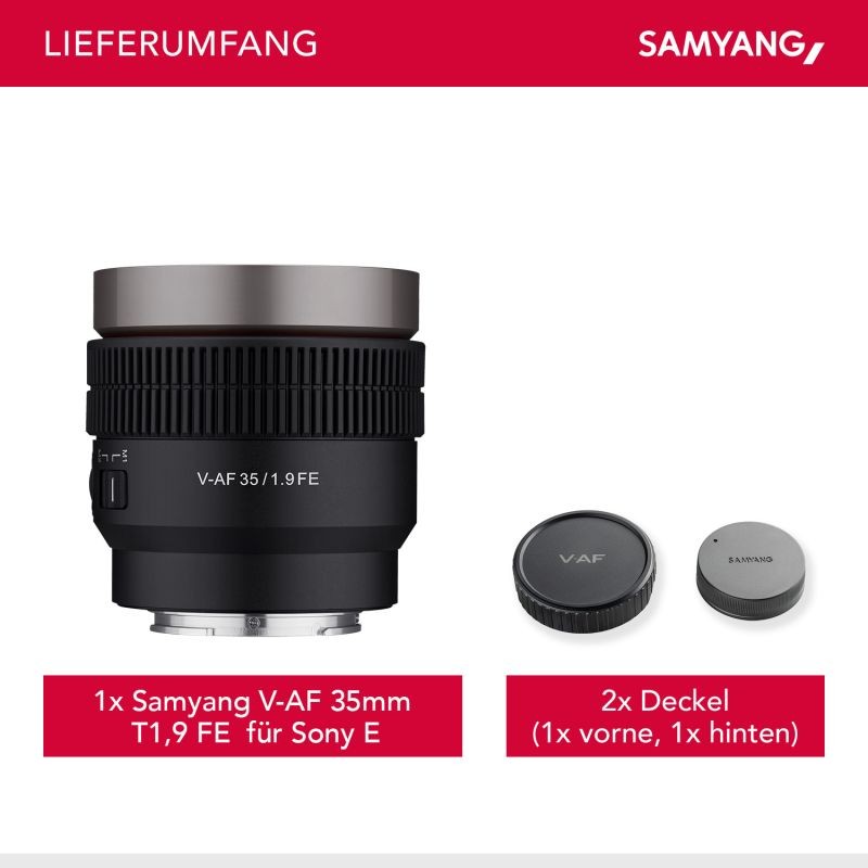 Samyang V-AF 35 mm T1,9 FE video-objektiivi Sony E, autofokus, 8K, Tally-valo