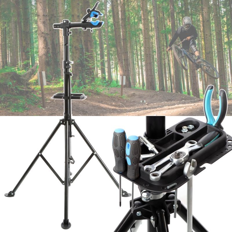 Polkupyörän korjausteline, 30 kg, 360° kääntyvä, korkeussäätö 102–178 cm, musta