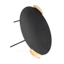 Valurautainen grillauslevy 44 cm, pyöreä, puukahvat, 2 jalkasarjaa 20 cm ja 32 cm