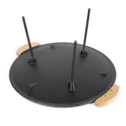 Valurautainen grillauslevy 44 cm, pyöreä, puukahvat, 2 jalkasarjaa 20 cm ja 32 cm