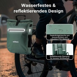 Polkupyörän tavaratelineen laukku ja reppu, 20 l, vihreä, vedenkestävä, läppäritasku