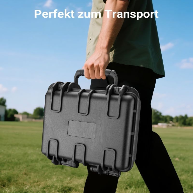 Vedenpitävä kuljetussalkku IP67 30,5 x 26,9 x 14,7 cm, musta, vaahtomuovisisustus