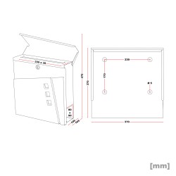 Seinäpostilaatikko V24 antrasiitti ja ruostumaton teräs 370 x 105 x 370 mm lukittava sanomalehtitelineellä