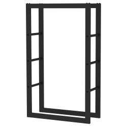 Toboli Polttopuuhylly musta jauhemaalattu teräs 100 x 25 x 60 cm 150 kg sisä ja ulkokäyttöön