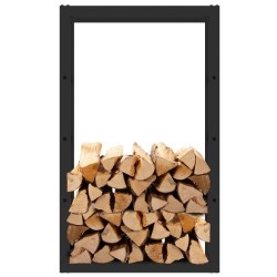 Toboli Polttopuuhylly, musta, jauhemaalattu teräs, 100 x 25 x 60 cm, 150 kg, sisä- ja ulkokäyttöön