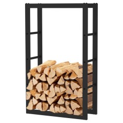 Toboli Polttopuuhylly, musta, jauhemaalattu teräs, 100 x 25 x 60 cm, 150 kg, sisä- ja ulkokäyttöön
