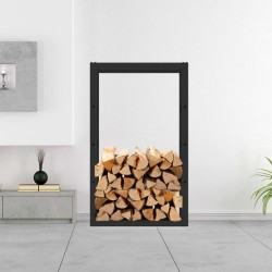 Toboli Polttopuuhylly, musta, jauhemaalattu teräs, 100 x 25 x 60 cm, 150 kg, sisä- ja ulkokäyttöön