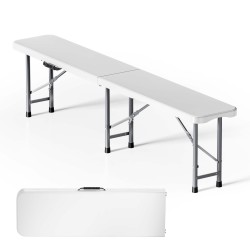 Taittopenkki 180x30x43 cm, harmaa, HDPE-muovi ja teräsrunko