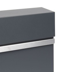 Seinäpostilaatikko V50 Antrasiitti ja ruostumaton teräs 370 x 105 x 370 mm, lukolla ja sanomalehtitelineellä