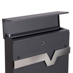XPOtool V60 postilaatikko antrasiitti ruostumaton teräs 370 x 105 x 370 mm lukittava vaimennus sanomalehtitila