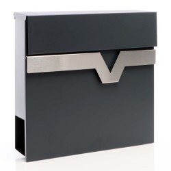 XPOtool V60 postilaatikko, antrasiitti, ruostumaton teräs, 370 x 105 x 370 mm, lukittava, vaimennus, sanomalehtitila
