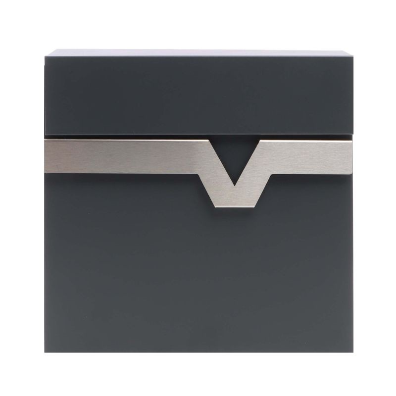 XPOtool V60 postilaatikko, antrasiitti, ruostumaton teräs, 370 x 105 x 370 mm, lukittava, vaimennus, sanomalehtitila
