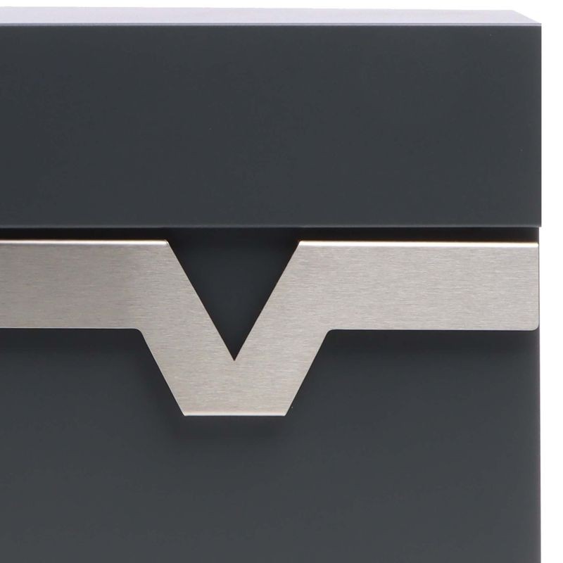 XPOtool V60 postilaatikko, antrasiitti, ruostumaton teräs, 370 x 105 x 370 mm, lukittava, vaimennus, sanomalehtitila