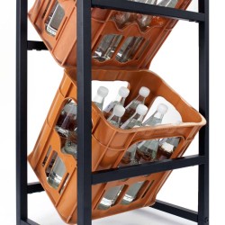 Toboli juomalaatikkohylly 3 laatikolle, teräs, musta, 47 x 31 x 116 cm, 20 kg/taso
