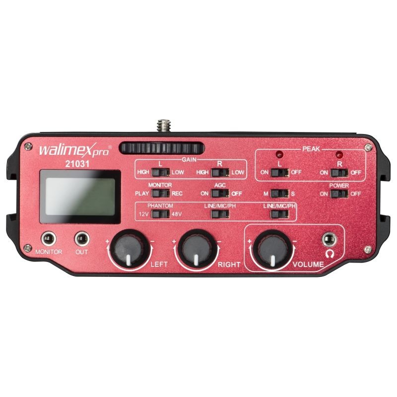 Walimex pro Audioadapter 107 2-kanavainen XLR-audioadapteri, esivahvistin, phantom-syöttö ja kuulokeliitäntä