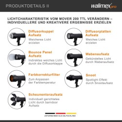 Walimex pro Mover 200 TTL 13-osainen lisävarustesetti