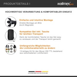 Walimex pro Mover 200 TTL 13-osainen lisävarustesetti